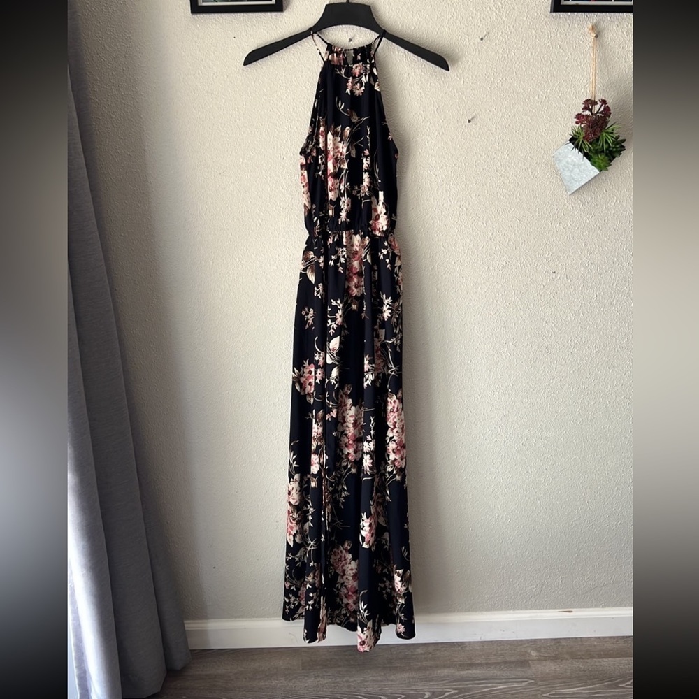 NEW Lulus Feel the Music Midnight Blue Floral Print Maxi Dress Size M - Picture 2 of 10